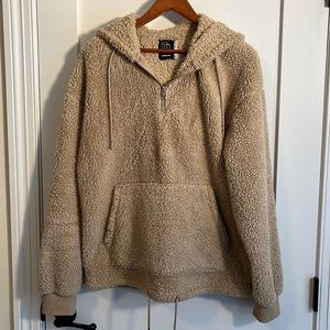 Teddy 3/4 Zip Pullover Hooded Jacket